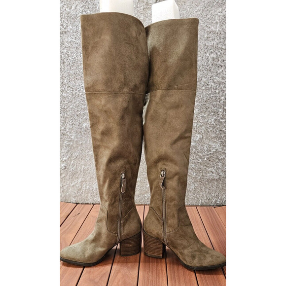 BP. Women Luke Over the Knee Boots Heeled Size 6M Brown Fabric Upper Side Zip - Picture 1 of 8